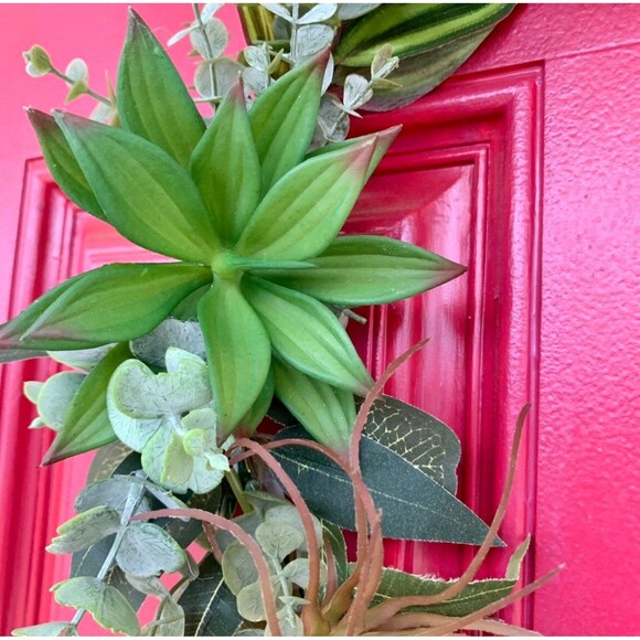 Succulent Hoop Wreath: Beaded Boho Decor, Farmhouse Style - Picture 5 of 10